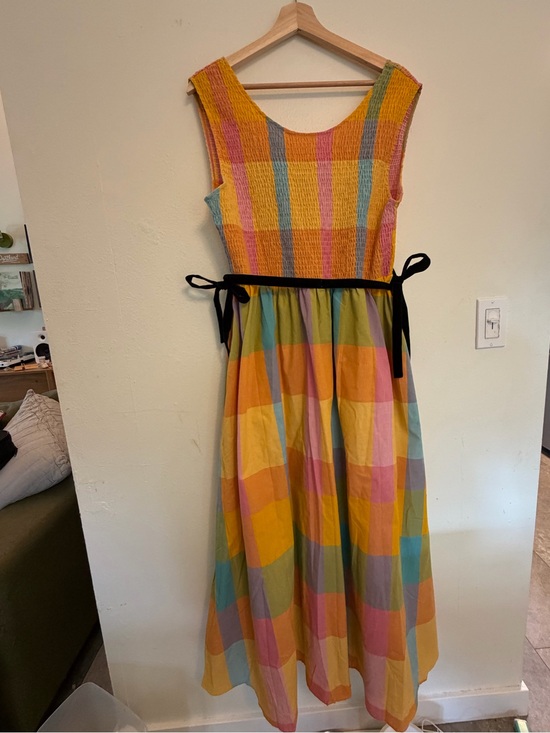 DAVI & DANI Dresses & Skirts - Colorblock Plaid Sleeveless Midi Dress with Black Tie ace + jig like